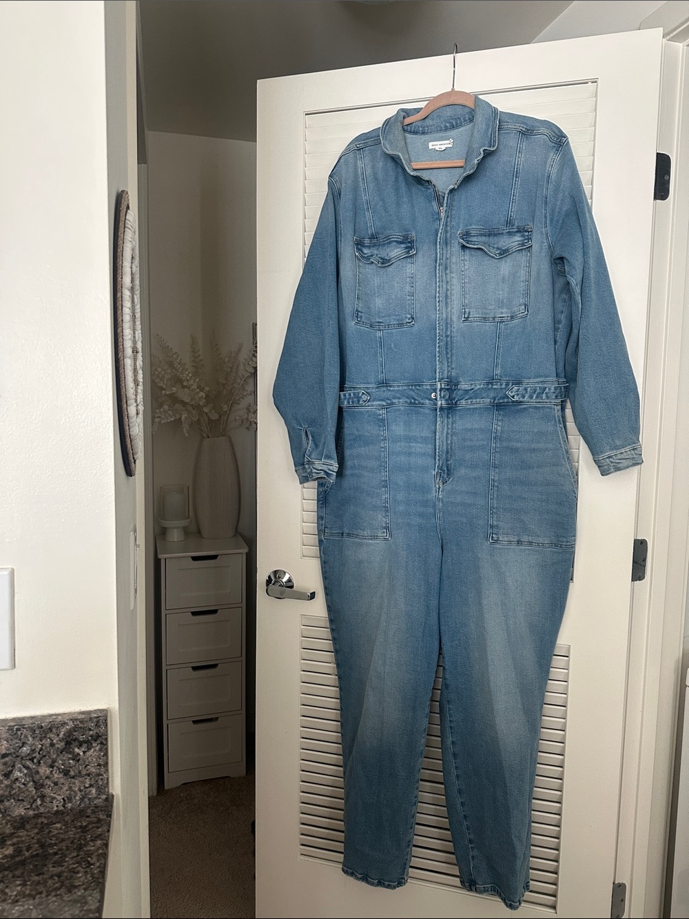 Good American Light Blue Denim Jumpsuit
